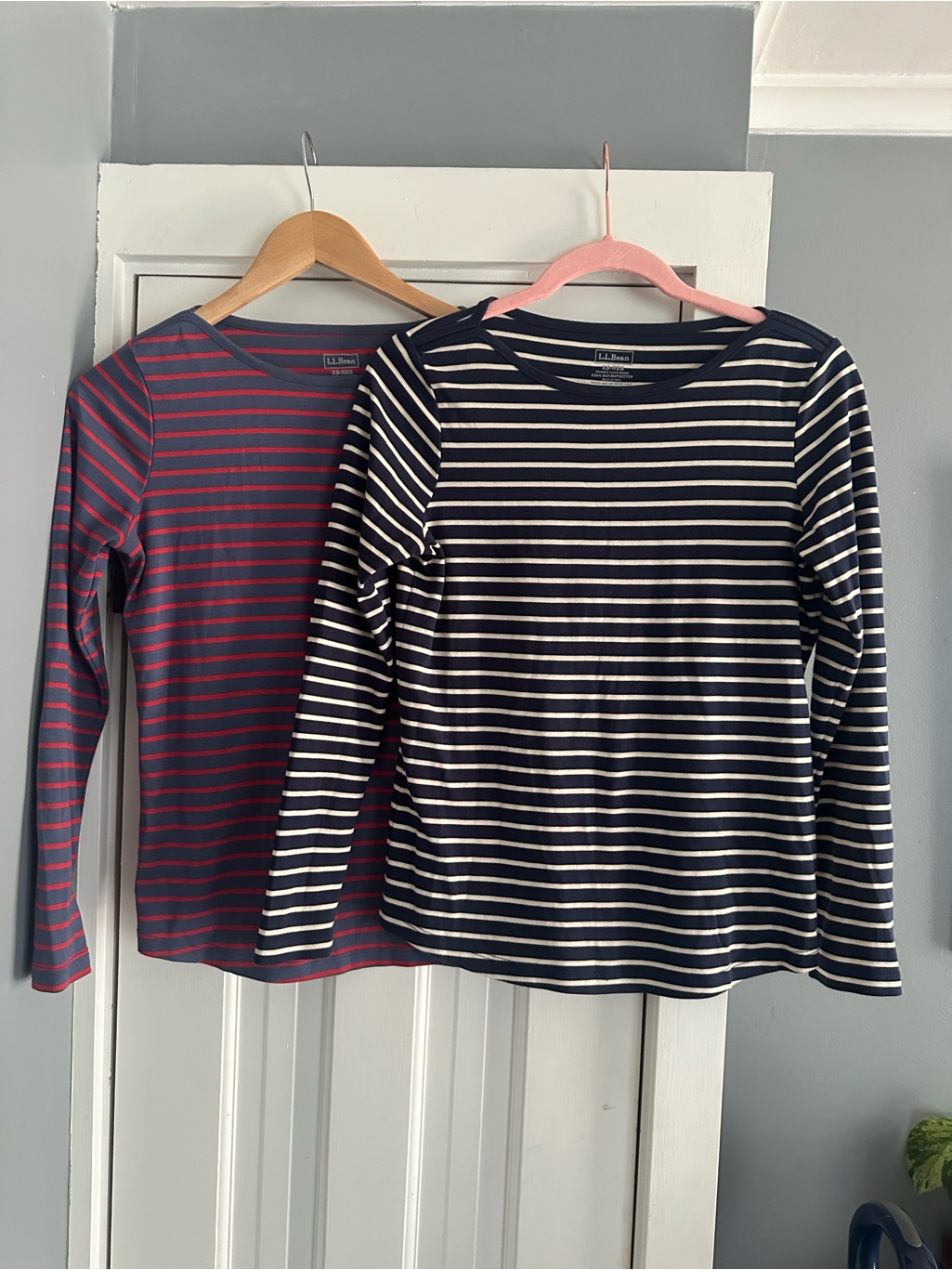 Bundle Of 2 L.L. Bean 100% Supima Cotton Striped Long Sleeve Tops Size Xs